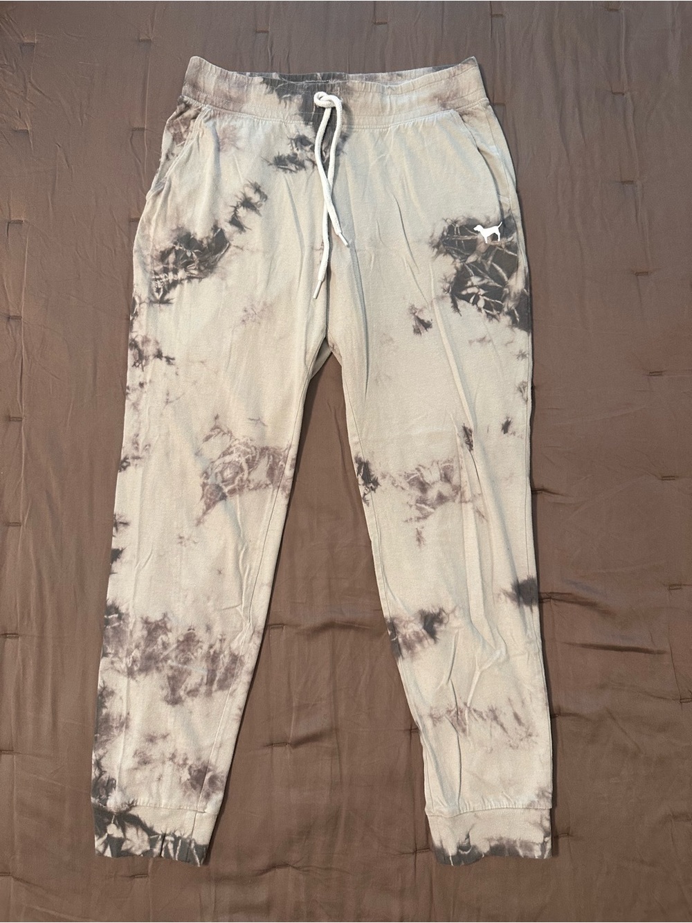 PINK Victoria's Secret Light and Dark Gray Tie-Dye Joggers